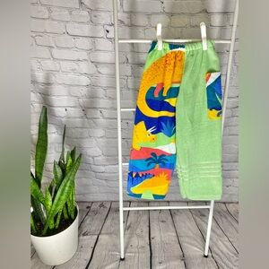 Towel pants green dinosaurs